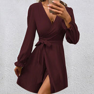 WW | Schickes V-Ausschnitt Wickelkleid mit Schleife