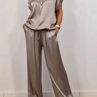 Damen elegantes Lounge-Set mit fließendem Schnitt und elastischem Bund WW
