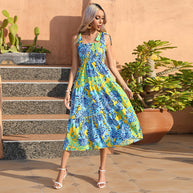 Damen Sommerliches Maxikleid mit verspielt geschnittenem Rock WW