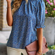 Damen Bluse mit verspieltem Blumendesign und Puffärmeln WW