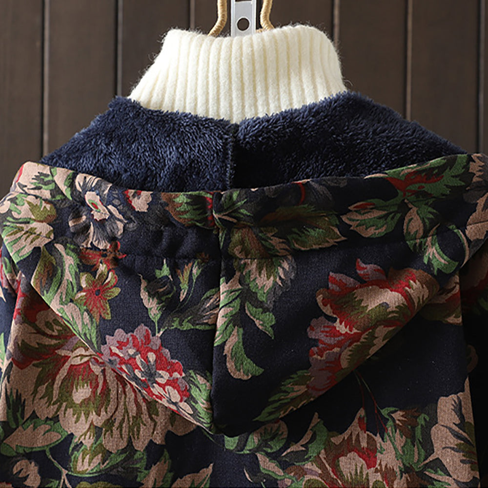 W&W Mode | Langer Mantel im Vintage-Stil mit Blumendruck