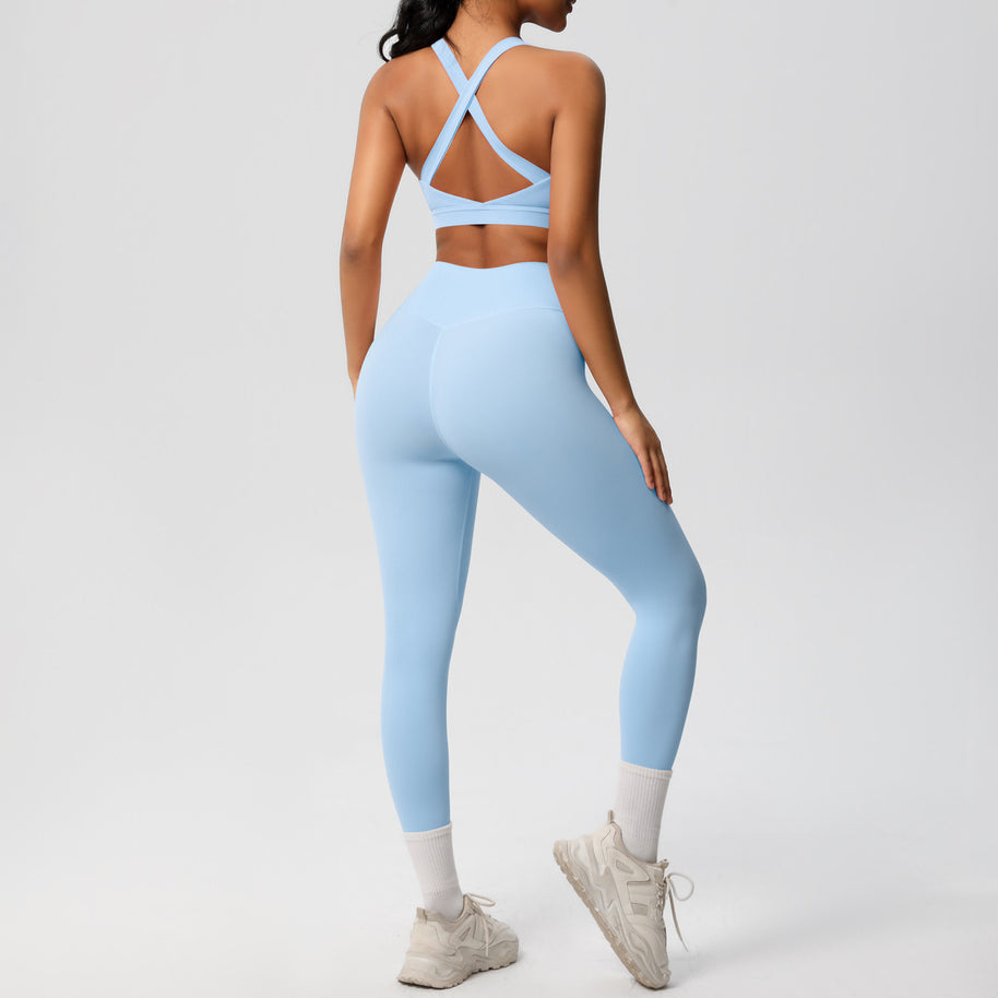 Damen Sport-BH und hochleistungs Leggings Set mit atmungsaktivem Design WW