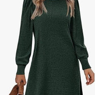 Damen Pulloverkleid mit Rüschendetails und seitlichen Taschen WW