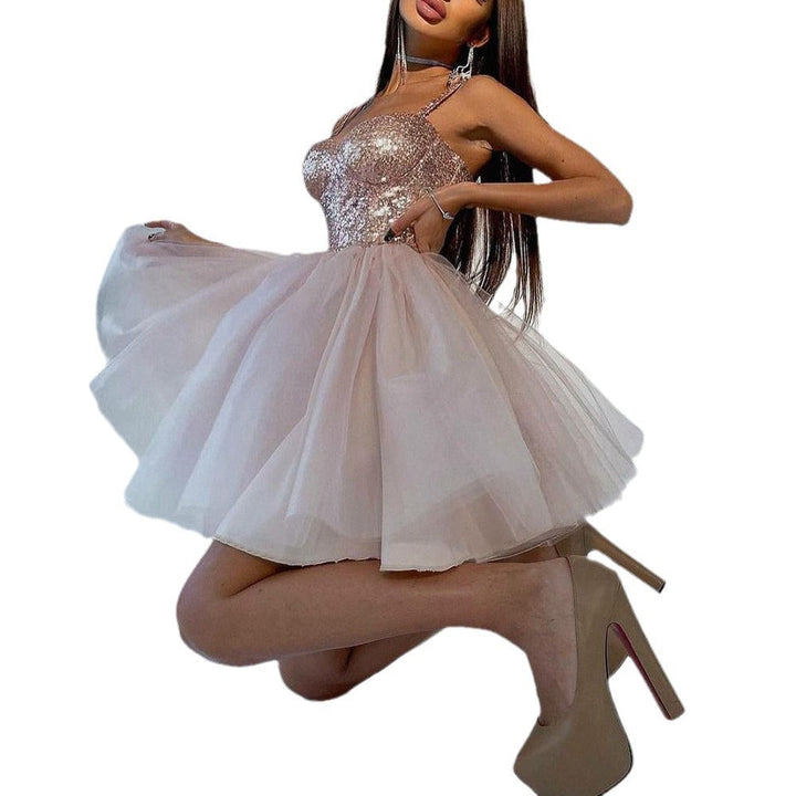 Damen Cocktailkleid mitglitzerndem Oberteil und voluminösem Tüllrock W&W Mode