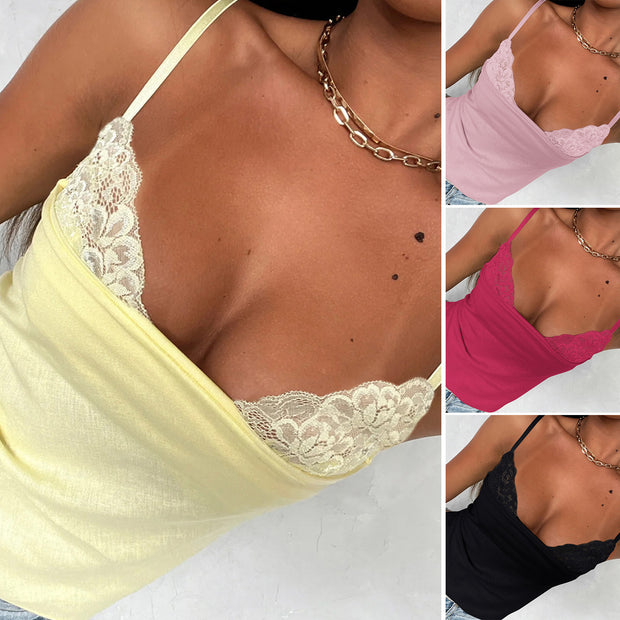 Damen Spitzen-Cami-Top mit verstellbaren Trägern und raffiniertem Ausschnitt WW
