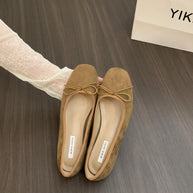 Damen Ballerinas mit zierlichem Schleifendetail und samtiger Oberflächenstruktur WW