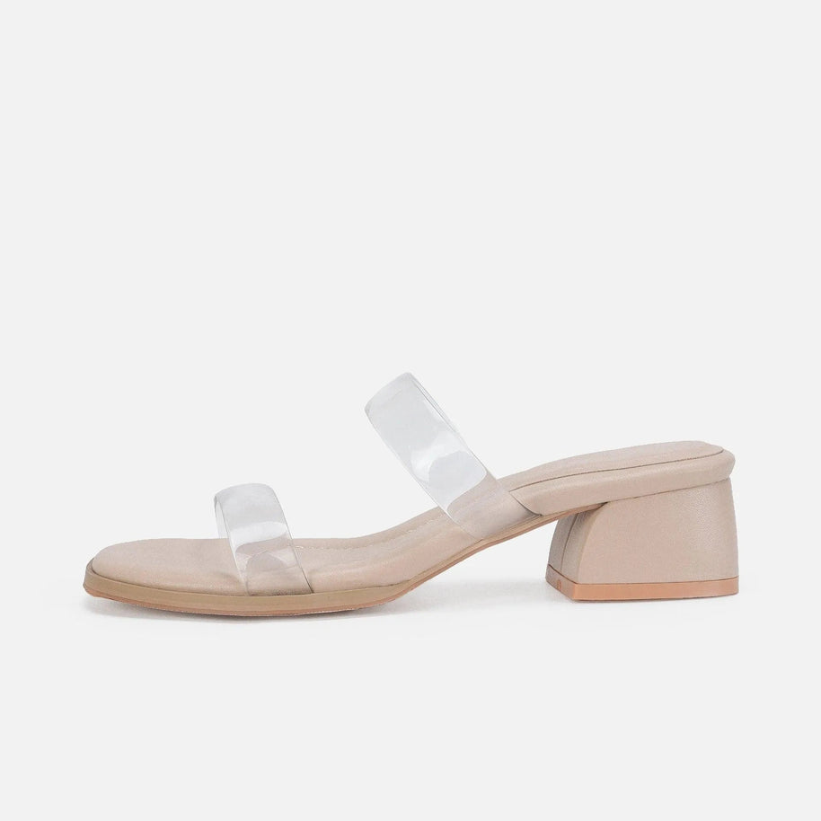 WW | Damen Sandalen mit mittelhohem Absatz transparent