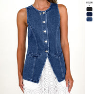 Damen Denim-Hemdjacke mit modernem Schnitt und Knopfdetails WW