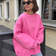 Damen Oversized Sweatshirt mit dropped Shoulder und weichem Fleece-Waren WW