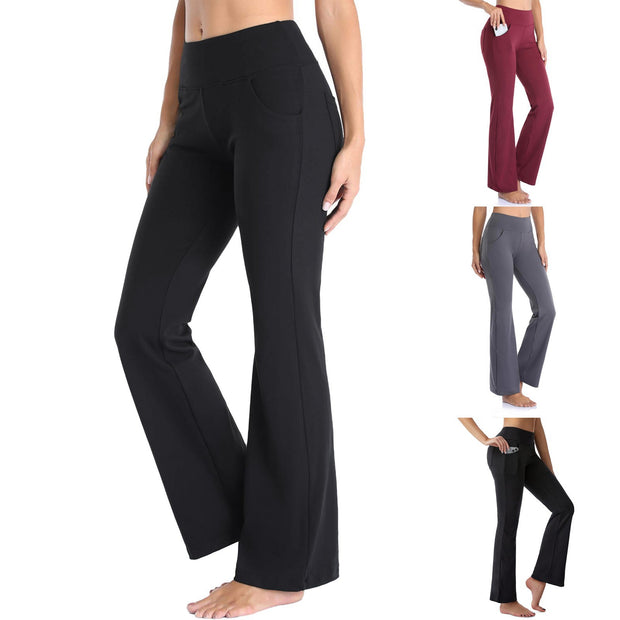 Damen Bequeme Bootcut-Hose mit elastischem Bund und funktionalen Taschen WW