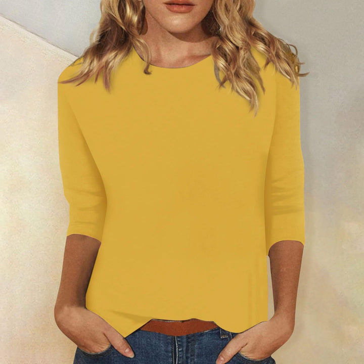 Damen lässiges Oberteil mit eleganten 3/4-Ärmeln und geschwungenem Saum W&W Mode