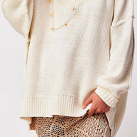 Damen V-Ausschnitt Oversized Pullover mit strukturiertem Strickmuster WW
