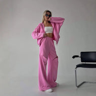 Damen Sportlicher Hoodie und weite Loungehose Set WW