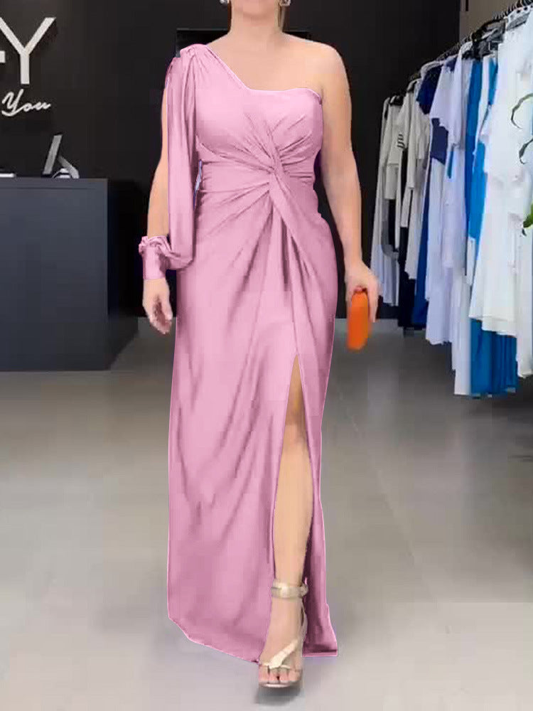 Damen Maxikleid mit asymmetrischem Design und seitlichem Schlitz WW