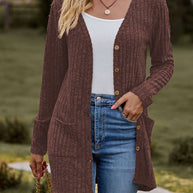 Damen Strickjacke mit elegantem Rippenmuster und praktischen Taschen WW