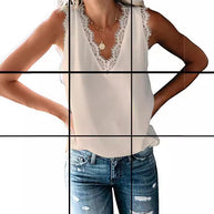 Damen Bluse mit elegantem Spitzeneinsatz WW