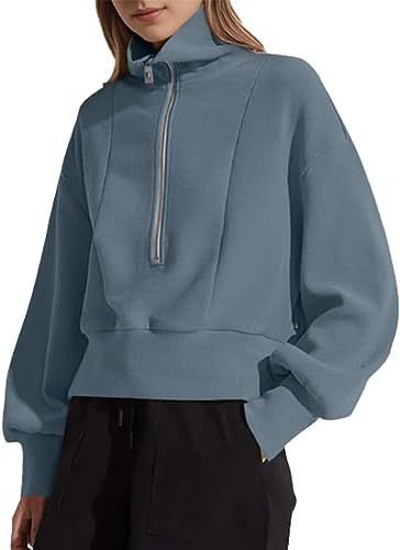 Damen sportlicher Zip-Pullover mit hohem Kragen WW