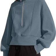 Damen sportlicher Zip-Pullover mit hohem Kragen WW