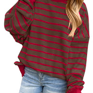 Damen lässiger und bequemer Pullover mit strukturiertem Rippenmuster und weitem Schnitt WW