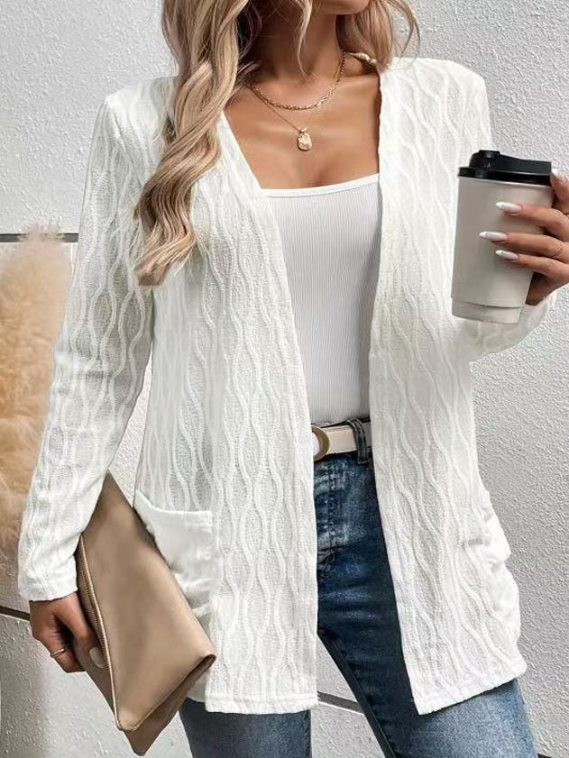 Damen Strickjacke mit einzigartigem Waffelstrukturdesign und lässigem Schnitt WW