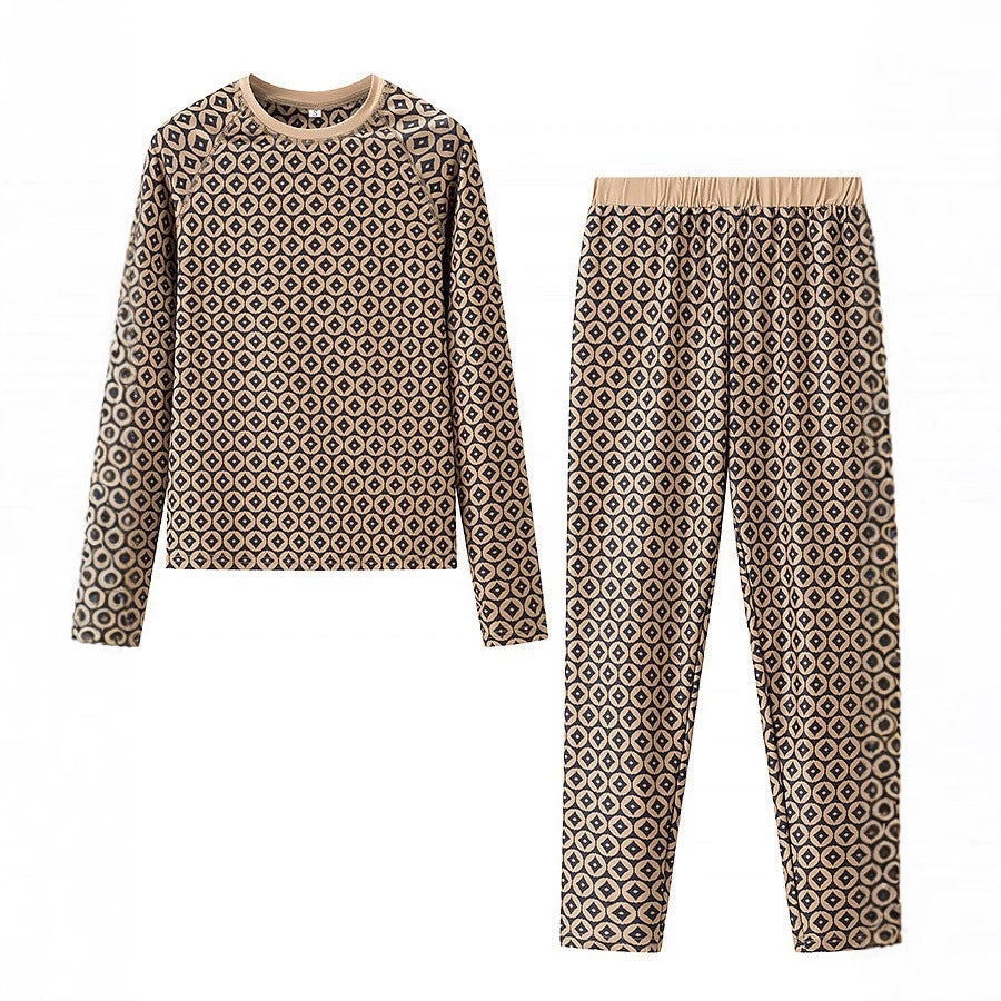 Damen Pyjama-Set aus weichem Jersey mit modernem Muster WW