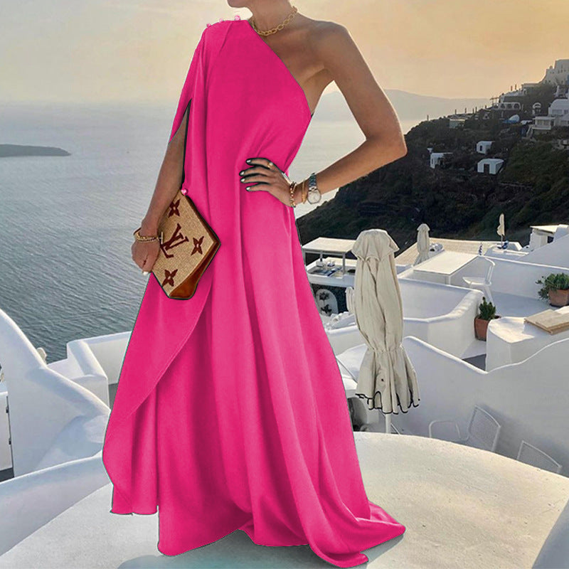 Damen elegantes Wickelkleid mit asymmetrischem Schnitt und fließendem Stoff WW