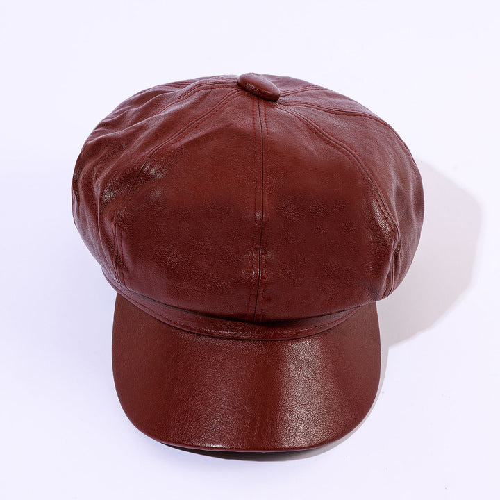 Damen Leder-Baker Boy Cap mit klassischem Design W&W Mode