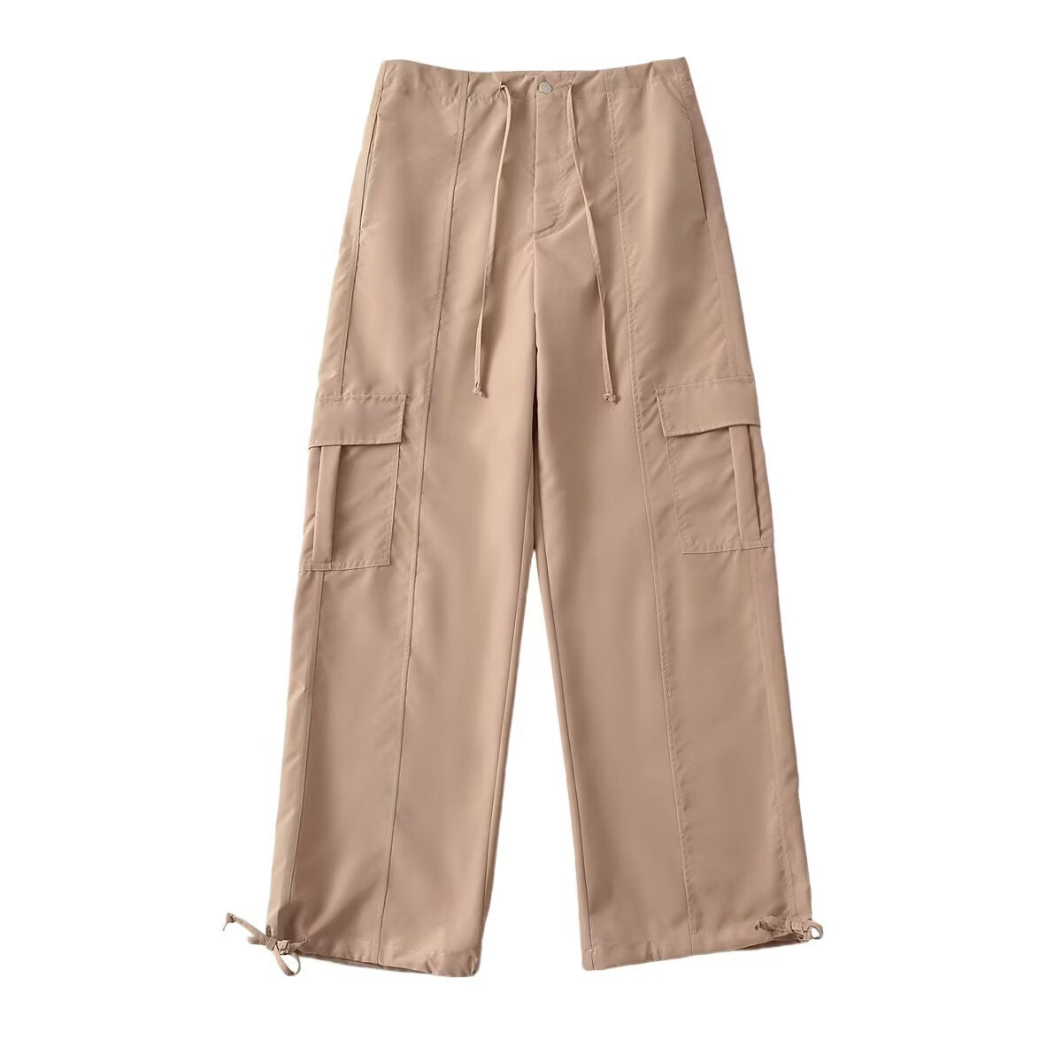 Damen bequeme Cargo-Hose mit verstellbarem Bund und funktionellen Taschen WW