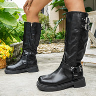 Damen Stiefel mit modischen Schnallen-Details und strapazierfähigem Obermaterial WW