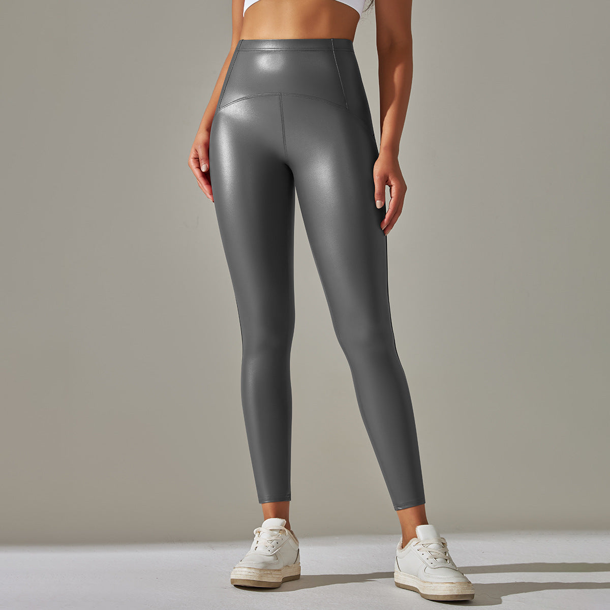 Damen Hochtaillierte, glänzende Fitness-Leggings mit sculptierendem Effekt WW