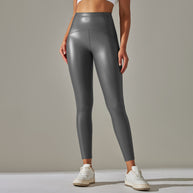 Damen Hochtaillierte, glänzende Fitness-Leggings mit sculptierendem Effekt WW