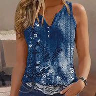 Damen ärmelloses Oberteil mit elegantem floralem Design und ausgefallenem V-Ausschnitt WW