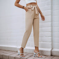 Damen Bequeme High-Waist Pants mit Taillengürtel WW