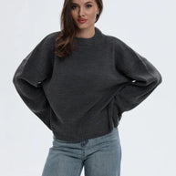Damen Bequemer Oversized Pullover mit strukturiertem Rippmuster WW