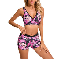 Damen Sportliches Bikini-Set mit floralem Design und modischem Shorts-Schnitt WW