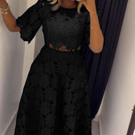 Damen gehäkeltes Maxikleid mit floralen Details WW