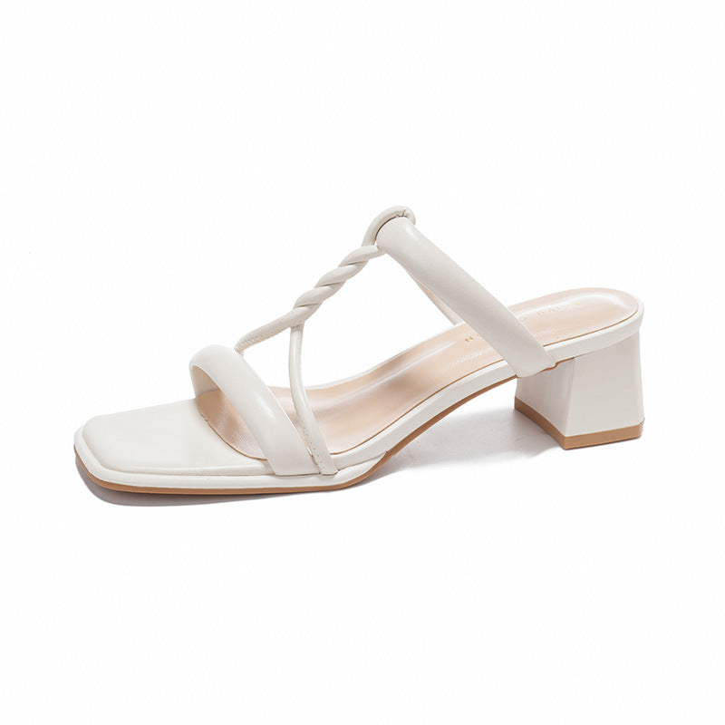 Damen Stylische Block-Absatz Slingback Sandalen WW