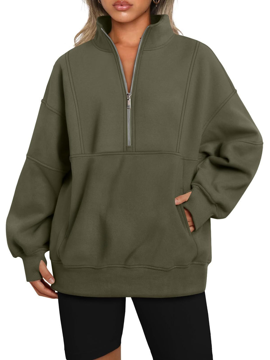 Damen Sportlicher Hoodie mit hohem Kragen und Reißverschluss WW