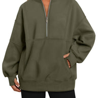 Damen Sportlicher Hoodie mit hohem Kragen und Reißverschluss WW