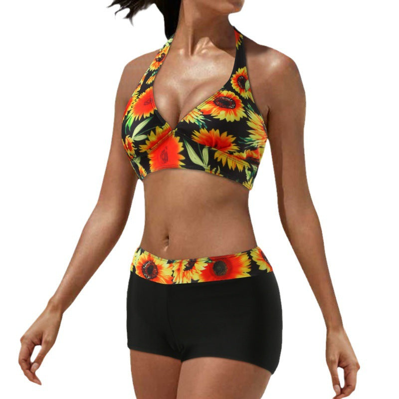 Damen Sportliches Bikini-Set mit auffälliger Streifenmusterung und bequemen Shorts WW