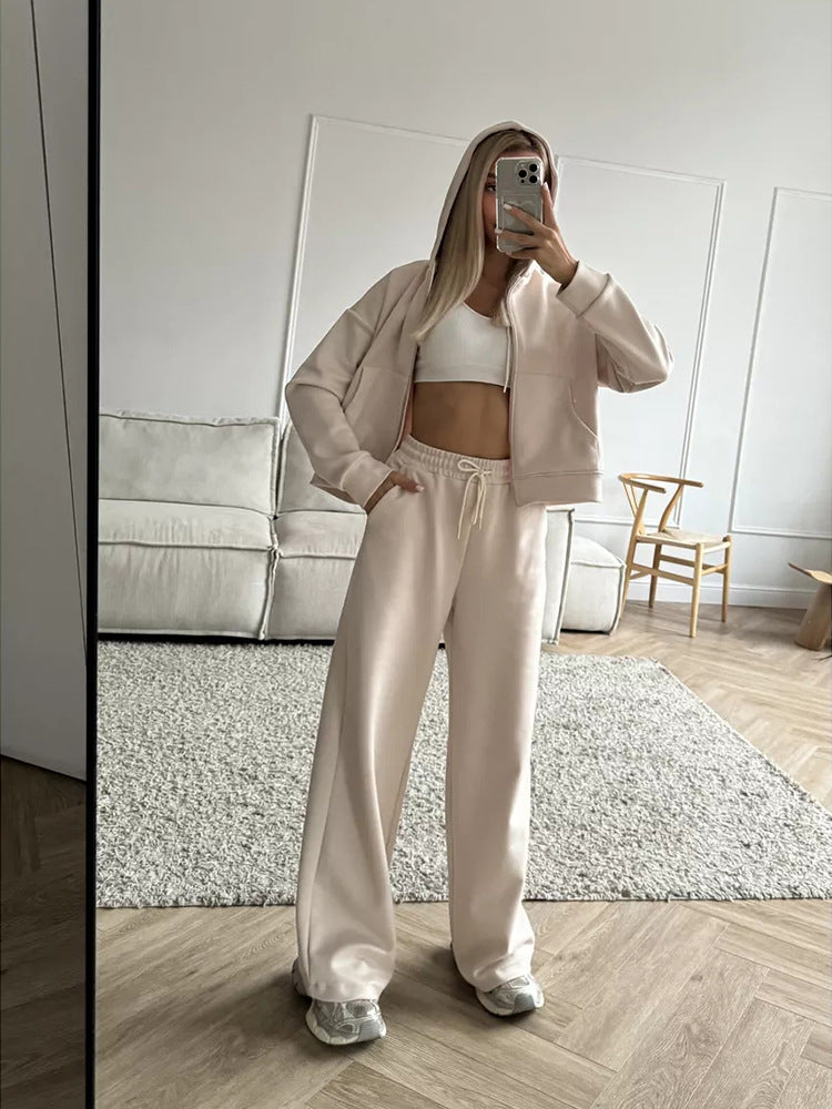 Damen bequemer und eleganter Hoodie mit weiten Hosen WW
