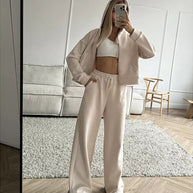 Damen bequemer und eleganter Hoodie mit weiten Hosen WW