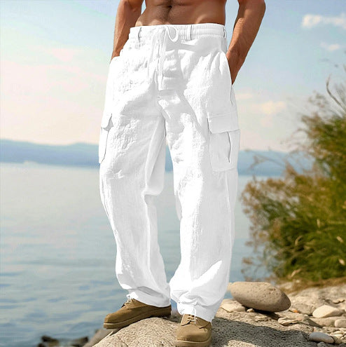 Herren lässige Cargo-Relax-Hose mit verstellbarem Bund und praktischen Seitentaschen WW