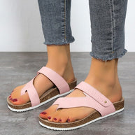 Damen Zehentrenner mit komfortablem Fußbett und modernem Kork-Design W&W