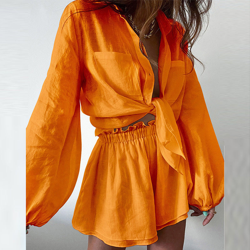 Damen Set mit innovativem Oberteil und Shorts W&W Mode