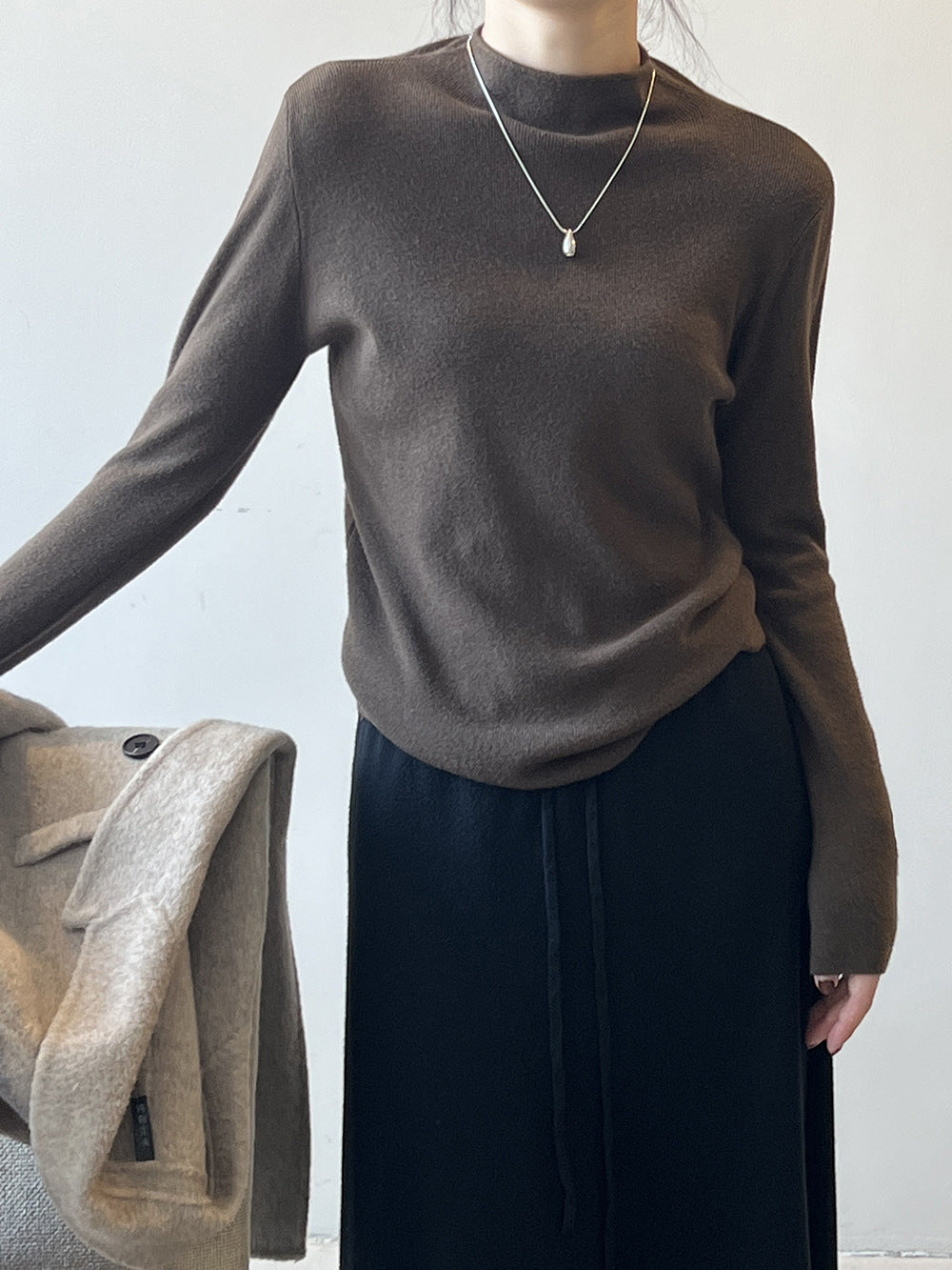 W&W Mode Halbturtleneck gebürsteter Soft-Touch-Pullover