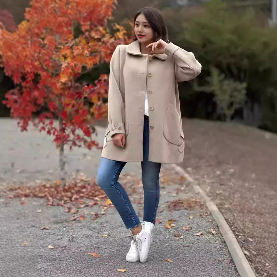 Damen modischer Mantel mit übergroßem Schnitt und praktischen Taschen