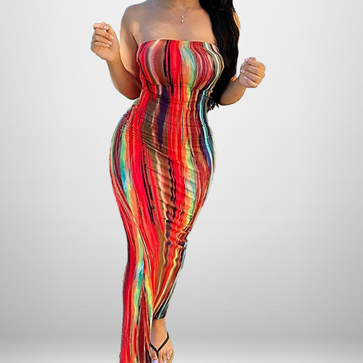 Damen Maxikleid mit schulterfreiem Design und figurschmeichelnder Drapierung W&W Mode