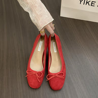 Damen Ballerinas mit zierlichem Schleifendetail und samtiger Oberflächenstruktur WW