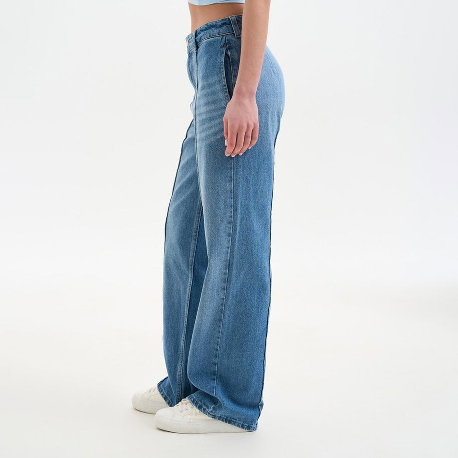 Damen weite high-waist Jeans mit trendigem Vintage-Design WW